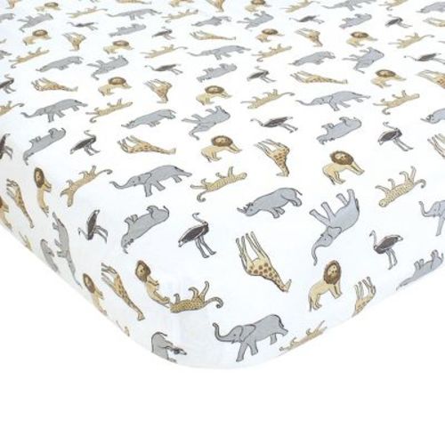 Hudson Baby Cotton Fitted Crib Sheet, Modern Safari, One Size