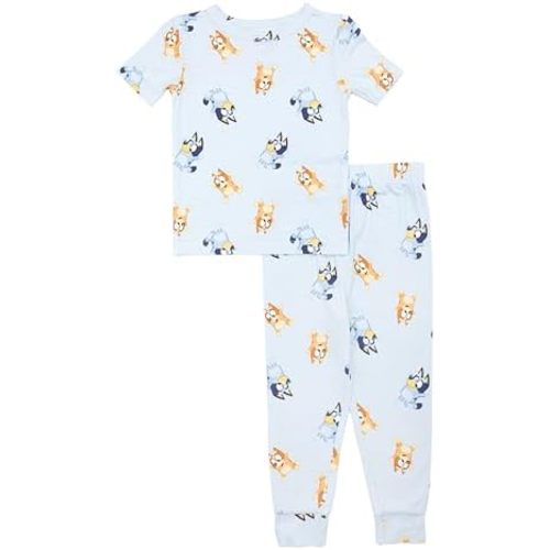 Bluey Boys' 2-piece Snug-fit Viscose Matching Short-Sleeve Pajama Set