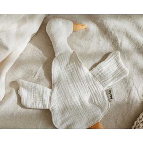 White Goose Muslin Comforter - Baby Lovey Blanket - Organic Newborn Gift 0M+