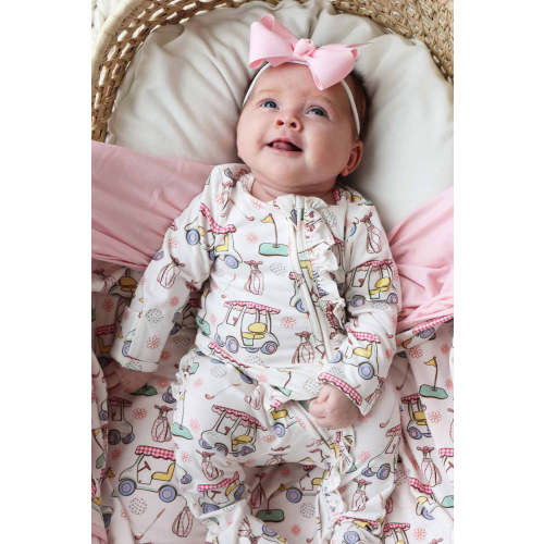 Country Club Cuties Ruffle Zipper Footie | Pink