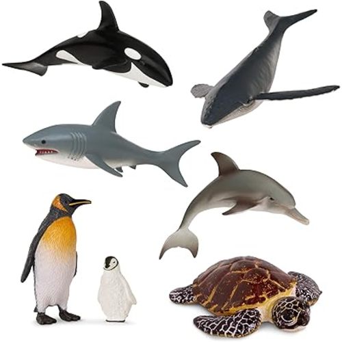 Terra by Battat – Toy Sea Animals – Realistic Whale, Dolphin, Penguin & More – Detailed Ocean Creatures for Sensory Bins – Sea Life Animal Set with 15 Pieces – Great for Imaginative Play 3+ Years