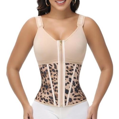 SHAPSHE Waist Trainer Corset for Women Tummy Control Sport Workout Body Shaper Vest for Postpartum Gym Zipper and Hooks