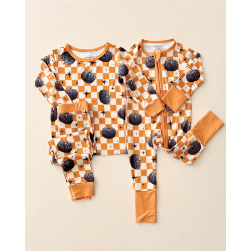 Bamboo Zip Romper | Checkered Pumpkin – Witching Hour Baby