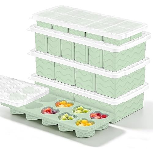 Silicone Freezer Molds for Food, 5-Pack with Steel Rim for Meal Prep