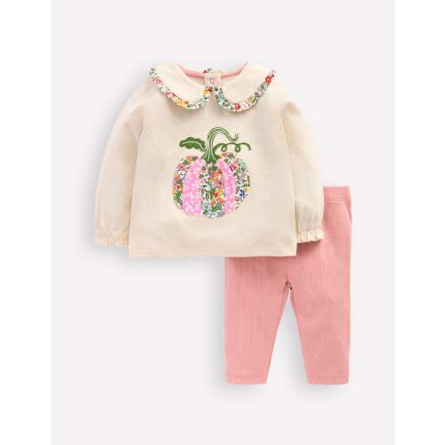 Mini Boden Collared Jersey Set-Oatmeal Marl, 12-18mo