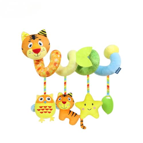 Carseat Toys Hanging for Babies 0-6-12 Months – Plush Spiral Car Seat Toys with Rattles, Crinkle & Teether – Stroller, Crib Hanging,for Baby Gym