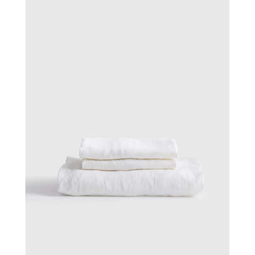 European Linen Fitted Sheet Set in White