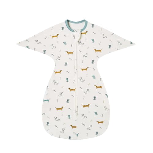 insular Baby Transitional Swaddle with 2-Way Zipper Newborn Sleep Sack Arms Up Infant Sleeping Bag Wearable Blanket, Dachshund Dog, 3-6 Month