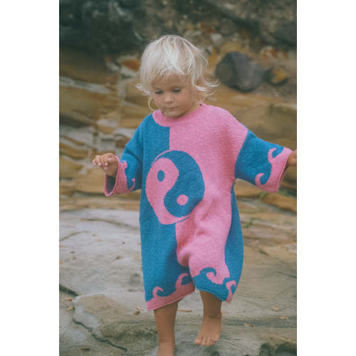 Yin Yang endless wave knit block jumpsuit - Ocean sunsets