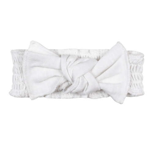 White | Organic Slub Jersey Smocked Headband