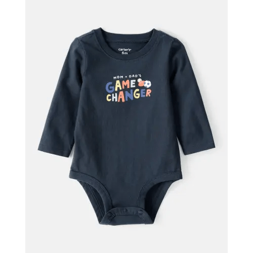 Baby Boy Cotton Long-Sleeve Graphic Bodysuit - Navy Blue | Carter's