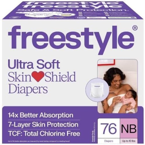 Free~Style TCF Diapers Total Chlorine Free Hyper Absorbent Ultra Soft NB, 76 Count, 2 Pack of 38 Count