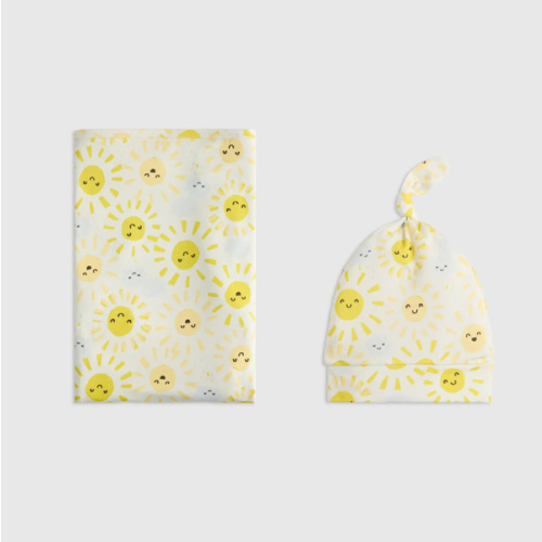 Bamboo Swaddle & Hat Bundle - Baby in Sunshine