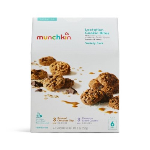 Munchkin Lactation Chocolate Chip Cookie Bites Variety Pack Sampler Ready to Eat - 1.5oz/6ct