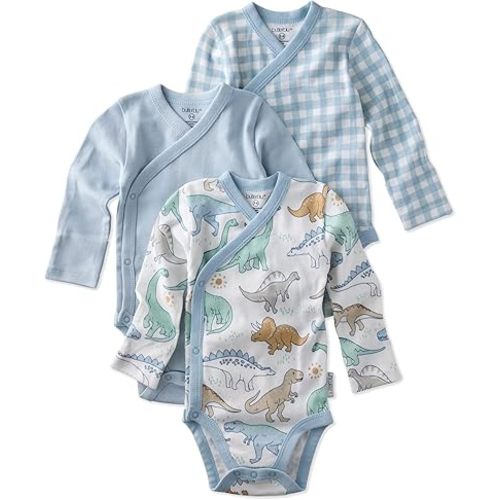 Sterling 3-Pack Kimono Bodysuits 100% Organic Cotton Side Snap for Baby Boys & Girls