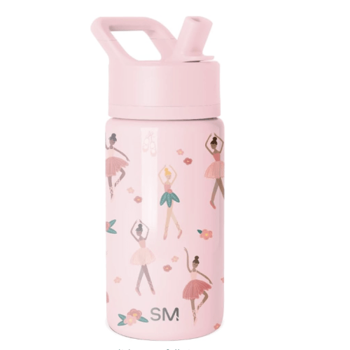 Simple Modern Kids Summit Water Bottle with Straw Lid | 14oz Stainless Steel Cup Insulated Tumbler for Toddlers, School | Pink Ballerina