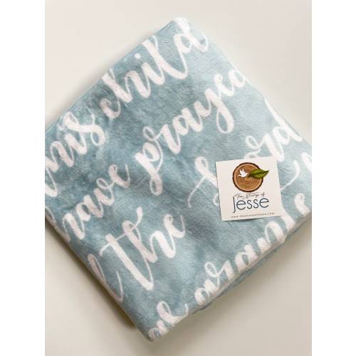 For this child I have prayed minky blanket | Catholic gift | Baptism | New baby boy blanket | Christian blanket | 1 Samuel 1:27