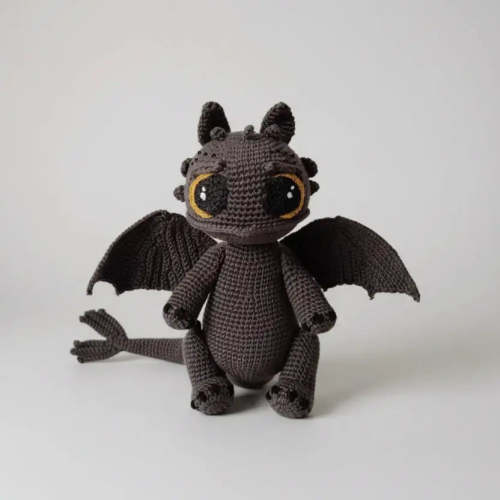 Handmade Crochet Black Bat Toy