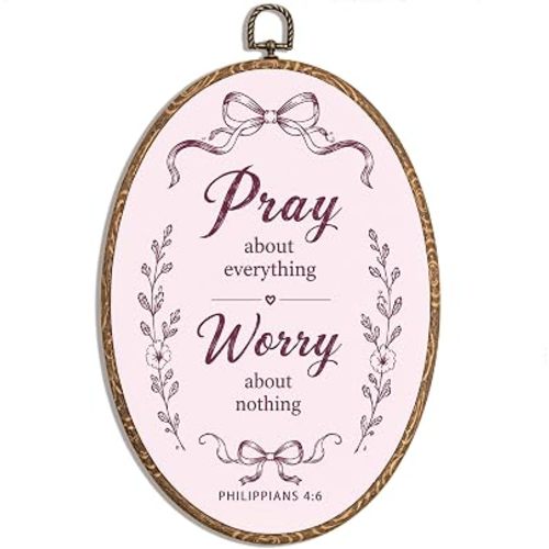 Pink Christian Wall Decor with Hook, Pink Bow Christian Gifts for Women