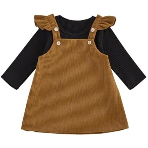 fhutpw Baby Girl 2 Piece Outfits Corduroy Skirt + Ribbed Knit Long Sleeves Top 3 6 12 18 Months Clothes Fall Winter Suits