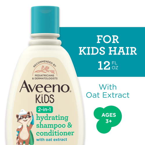 Aveeno Kids Tear Free 2-in-1 Hydrating Shampoo and Conditioner, Soft Detangled Hair, 12 fl oz