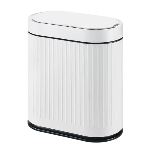 SYNCVIBE Bathroom Sensor Trash Can with Lid Automatic 2 Gallon Smart Garbage Can Bathroom Decor, 7.5 Liter Small Trash Bin, Motion Sensor Waterproof Wastebasket for Office, Bedroom, White Black