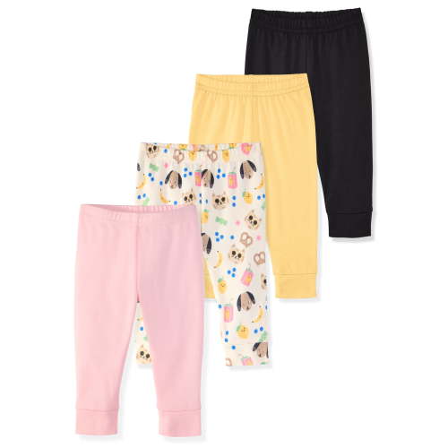 Garanimals Newborn & Baby Girl Cotton Joggers, Solids & Prints, 4-Pack, Sizes 0 - 24M