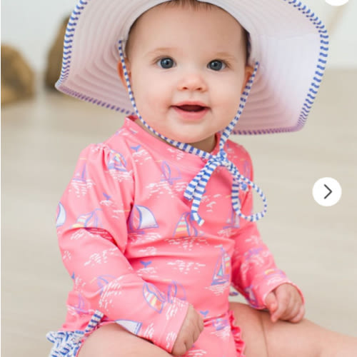 Novelty Long Sleeve One Piece Rash Guard Swim Suit with Ruffles