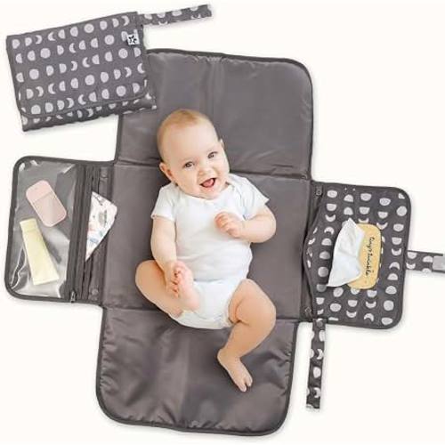 Amazon.com: Tiny Twinkle Portable Diaper Changing Pad | Waterproof, Wipeable & Compact Baby Changing Pad for Travel | Smart Wipes Pocket & Organized Storage| Newborn Shower Gift (Luna)