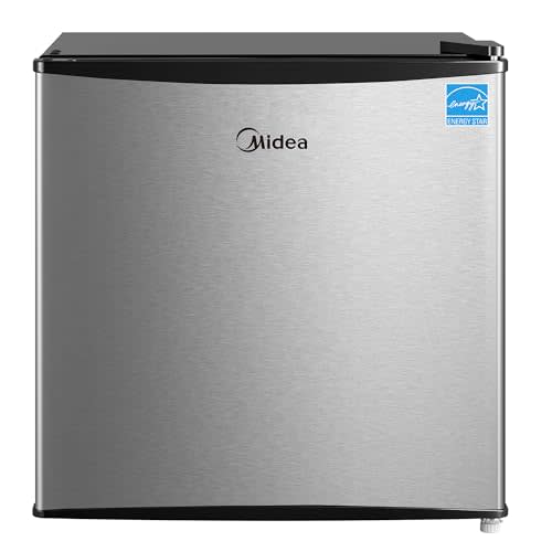Midea 1.7 Cu.ft Mini Fridge, Energy Star Certified, Low Noise for Bedroom | Adjustable Thermostat, Reversible Door,Ideal for Dorm, Office,Steel Gray