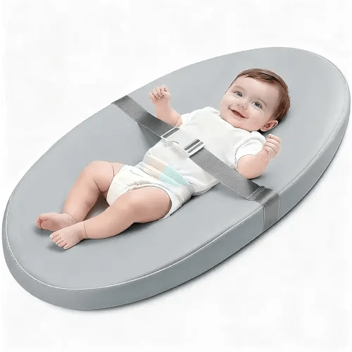 Baby Diaper Changing Pad, Wipeable Baby Changing Pad for Dresser, Contoured Waterproof Changing Pad with PU Cover, Non-Slip Safety Belt & Bottom, Portable, Lightweight