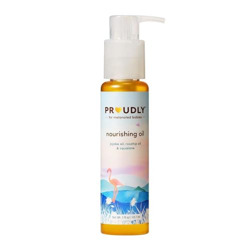 PROUDLY Nourishing Baby & Hair Oil by Gabrielle Union & Dwyane Wade, Baby Oil Gel for Dry, Sensitive Skin & Textured Hair, Black & Brown Babies, Vitamin E, 3oz