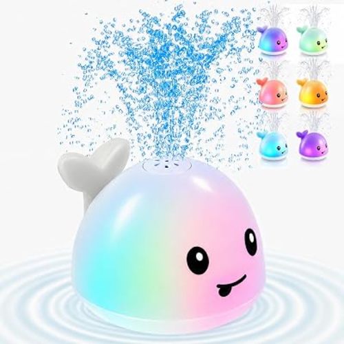 Gigilli Baby Bath Toys, Light up Bath Toys for Kids Ages 1-3, Pool Water Toys 1 Year Old Boys Girls Gifts, 6-12-18 Months Baby Whale Bath Toy Sprinkler, Toddler Fountain Bathtub Water Table Toy