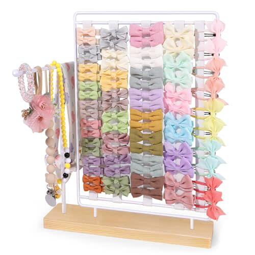 POVETIRE Headband Holder Hair Bow Organizer for Girls, Baby Hair Clips Storage Stand, Hair Accessories Organizer Display Rack Decors Nursery Toddler Room
