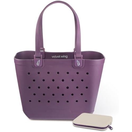 Large Rubber Beach Tote Bag – Waterproof Rubber Tote Bag with Holes for Sand-Free Beach Days, Pool & Travel