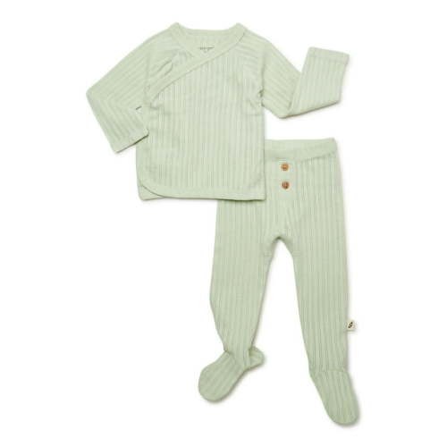 easy-peasy Baby Organic Kimono Top and Pants Set, 2-Piece, Newborn-6/9 Months