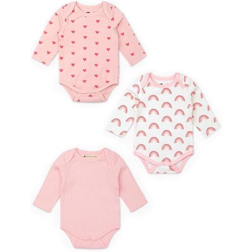monica + andy Baby Organic Long Sleeve Jack and Jill Bodysuit, Pink, 6-9m
