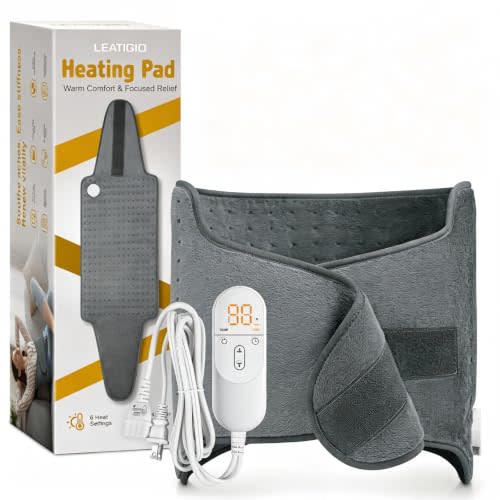 Heating Pad for Back & Period Cramps, Wrap Around Heating Pad for for Waist Stomach, Versatile Electric Heated Pad for Neck Shoulders Thigh Knee, Birthday Gifts for Women Men Mom Dad