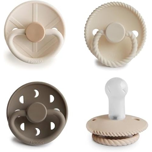 FRIGG SilkySoft Silicone Baby Pacifier 4-Pack Crystal Sparkle | Made in Denmark | BPA-Free (6-18 Months)