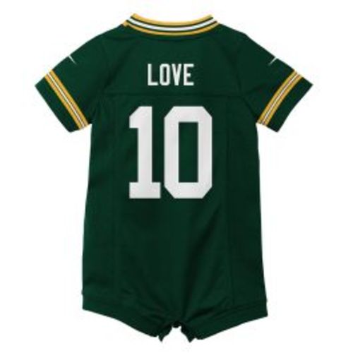 Green Bay Packers Newborn #10 Jordan Love Home Game Romper Jersey at the Packers Pro shop