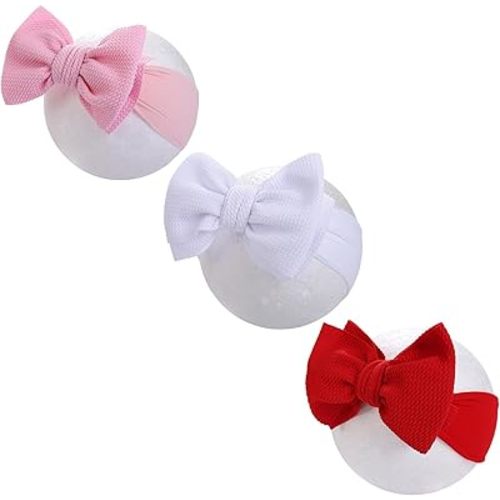 KIDOCHEESE Big Bows for Baby Girls Stretchy Nylon Headbands Oversized Hair Bows Large Hair Bands Hair Accessories for Newborn Infants Toddlers Kids