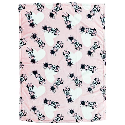 Minnie Mouse Blanket | Minnie Mouse Throw Blanket | Minnie Mouse Baby Blanket Soft Plush Fleece | Pink Throw Rug 30" x 40" | Pink/White | Officially Licensed
