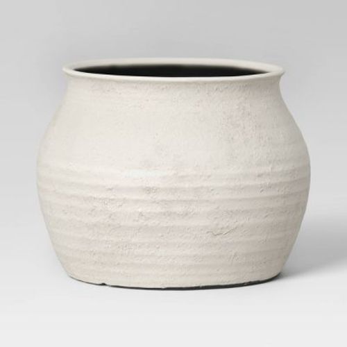 Sun Bleached Composite Indoor Outdoor Planter Pot 14"x14"x10" Cream - Threshold™ designed with Studio McGee