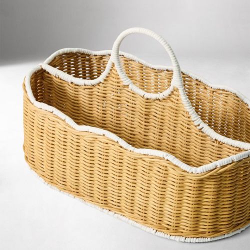 Scallop Rattan Diaper Caddy