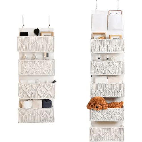 Nursery Over The Door Organizer Boho Decor Nursery Storage, Detachable, Macrame Nursery Organizers and Toys Storage, Behind Door for Bathroom, Bedroom