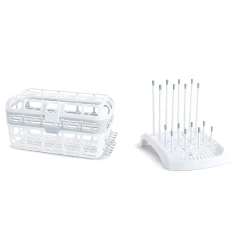 Munchkin High Capacity Dishwasher Basket + Munchkin Bottle Drying Rack Bundle