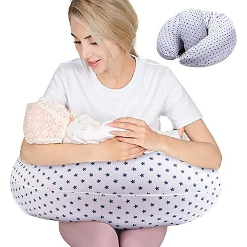 Chilling Home Nursing Pillow for Breastfeeding, Baby Nursing Pillow for Newborn, Nursing Essentials for Bottle and Breastfeeding, Breast Feeding Pillows Support for Mom and Baby with Removable Cover