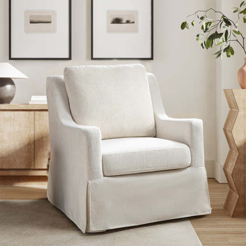 Stanley Glider Slipcovered Swivel Chair With Slope Arm - HULALA HOME