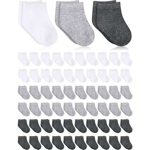 Jecery 60 Pairs Newborn Baby Socks Bulk, Infant Anklets Unisex Cotton