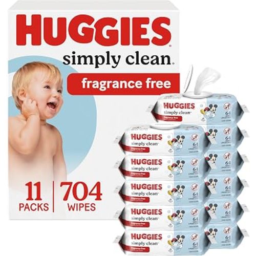 Huggies Simply Clean Baby Wipes, Unscented, 11 Packs, 704 Wipes